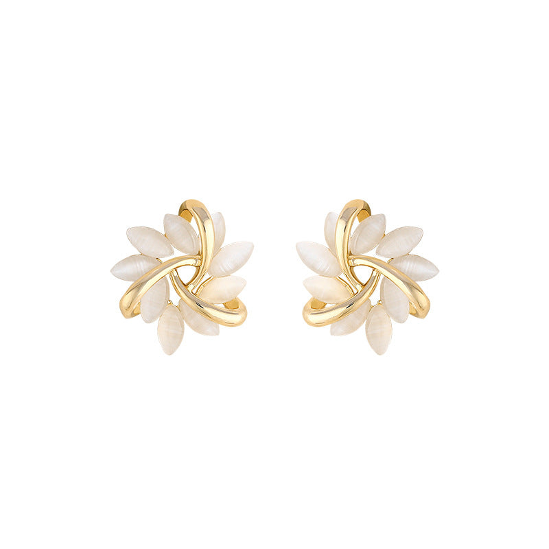 Cat's Eye Flower Earrings High Sense Geometry Earrings Jewelry Gym From House