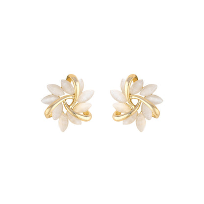 Cat's Eye Flower Earrings High Sense Geometry Earrings Jewelry Gym From House