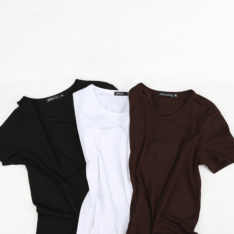 3 Pieces Solid Color Short Sleeved T-Shirt Mens Clothes