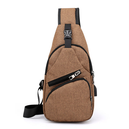 Mens Shoulder Bag Sling Chest Pack Canvas USB Charging Sports Crossbody Handbag Travel Knapsack Male Chestbags Mochila