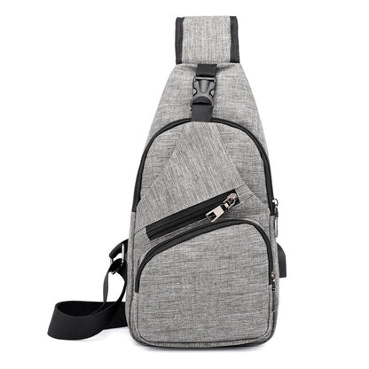 Mens Shoulder Bag Sling Chest Pack Canvas USB Charging Sports Crossbody Handbag Travel Knapsack Male Chestbags Mochila