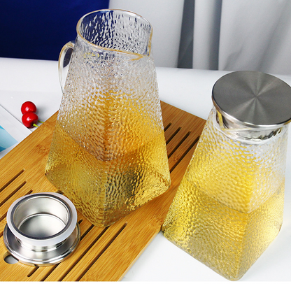 High Temperature Resistant Glass Hammer Pattern Cooling Kettle Set