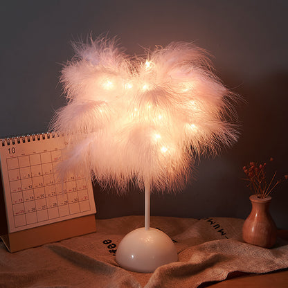 Feather Lamp Nordic Desk Lamp European-Style Night Light Home Decor dealsniper-net Pink Battery