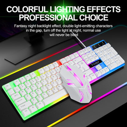 Wired Rainbow Backlit USB Interface Game Keyboard Ergonomic Game