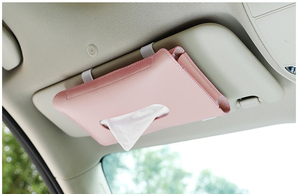 Car Sun Visor Paper Towel Bag Leather