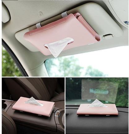 Car Sun Visor Paper Towel Bag Leather