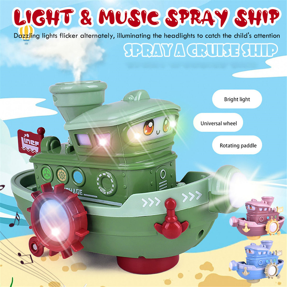Electric Water Rotating Spray Ship Toys Cartoon Boat Toys Kids DealSniper.net