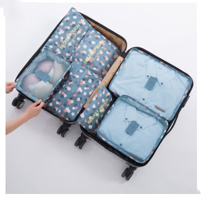 Durable Waterproof Nylon Packing Cube Travel Organizer Bag Women dealsniper-net Blue flower