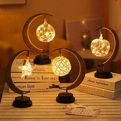 Led Moon Light Wrought Iron Ornament Light Star Shape Home Decor dealsniper-net