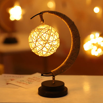 Led Moon Light Wrought Iron Ornament Light Star Shape Home Decor dealsniper-net Warm White Battery models Round ball