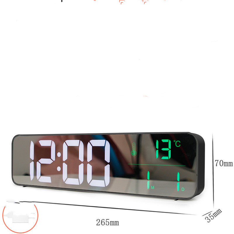 Music LED Digital Alarm Clock Temperature Date Display Desktop Home Decor Gym From House Black Plug in long