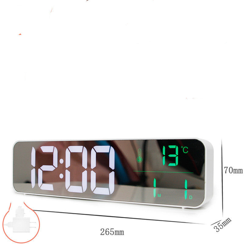 Music LED Digital Alarm Clock Temperature Date Display Desktop Home Decor Gym From House White Plug in long