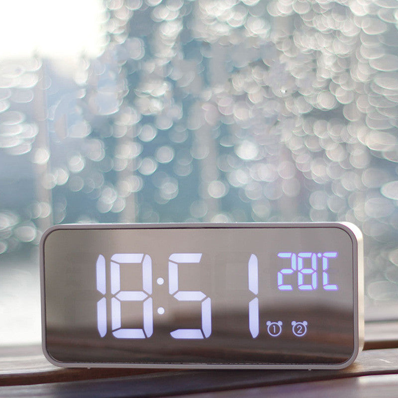 Music LED Digital Alarm Clock Temperature Date Display Desktop Home Decor Gym From House