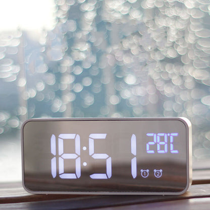 Music LED Digital Alarm Clock Temperature Date Display Desktop Home Decor Gym From House