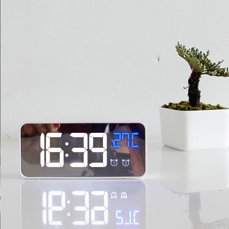 Music LED Digital Alarm Clock Temperature Date Display Desktop Home Decor Gym From House