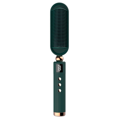 Straightening Comb And Curling Iron Dual-purpose Artifact Curler Beauty dealsniper-net Green US