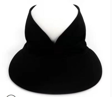 Cross-Border New Anti-Ultraviolet Sun Visor Outdoor Fashion Women Gym From House Black Cap circumference 56 65cm
