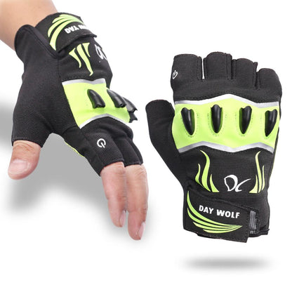 Fingerless Outdoor Sports Bike Lighting Gloves Sports dealsniper-net Black green 2XL USB