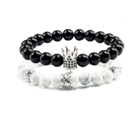 Micro inlaid zircon crown bracelet volcanic stone white turquoise bracelet Jewelry dealsniper-net D