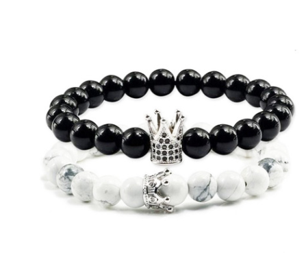 Micro inlaid zircon crown bracelet volcanic stone white turquoise bracelet Jewelry DealSniper.net D