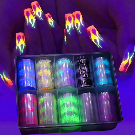 New Nail Art Flame Star Sticker Ins Color Fluorescent Beauty Gym From House