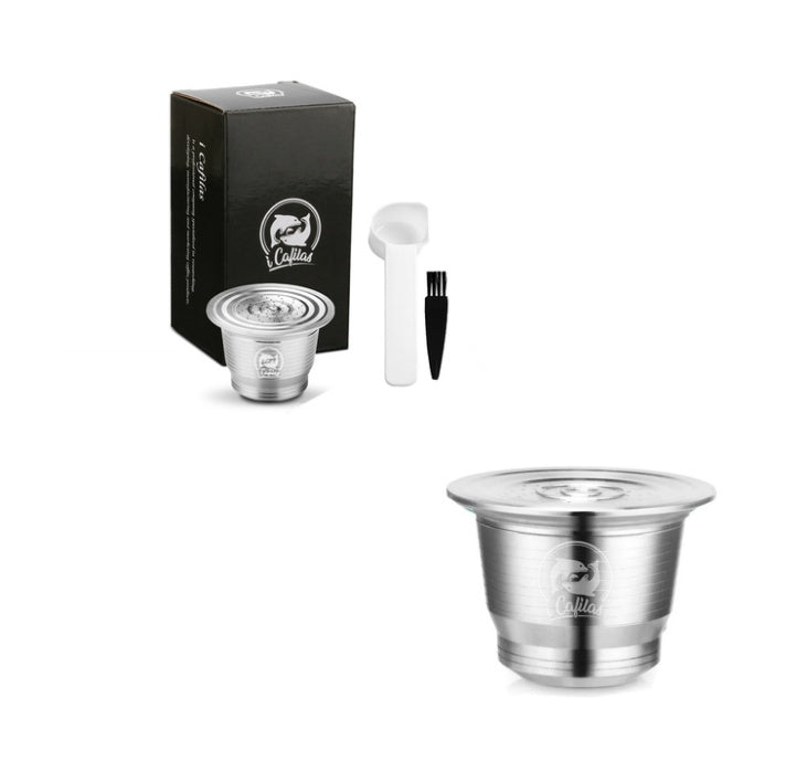 Stainless Steel Reusable Nespresso Refillable Coffee Capsule Pod Filter Kitchen DealSniper.net Round hole capsule 2pc