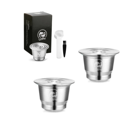 Stainless Steel Reusable Nespresso Refillable Coffee Capsule Pod Filter Kitchen DealSniper.net Round hole capsule 3pc