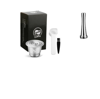 Stainless Steel Reusable Nespresso Refillable Coffee Capsule Pod Filter Kitchen DealSniper.net 1Capsule 1Tamper