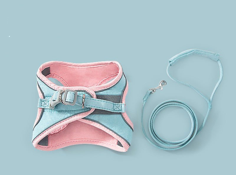 Cat Traction Rope Chest Strap To Prevent Breaking Free Pets Cat Strap Pets Gym From House Pink blue 2XL