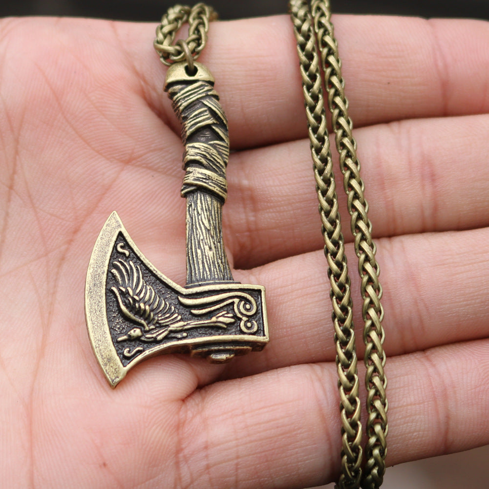 Double Axe Pendant Men's Necklace Jewelry dealsniper-net Golden Snake bone chain