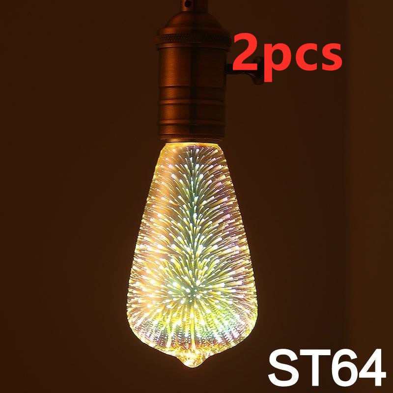 LED Light Bulb 3D Decoration Bulb Firework Lights Novelty Lamp Home Decor Gym From House 2pcs ST64