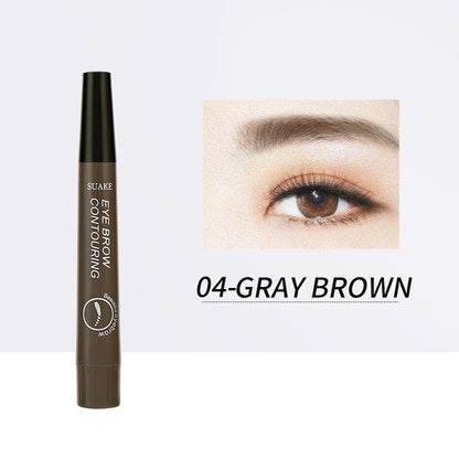 Four-Headed Bifurcated Eyebrow Pencil Lasts Beauty dealsniper-net Gray Brown No. 4 1PC