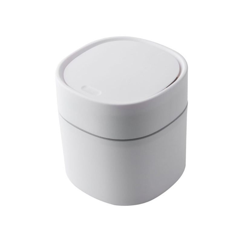 Cute Trash Can With Flip Cover On Office Desk House DealSniper.net White A