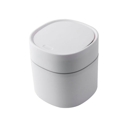 Cute Trash Can With Flip Cover On Office Desk House DealSniper.net White A