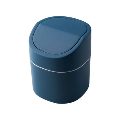 Cute Trash Can With Flip Cover On Office Desk House DealSniper.net Blue B
