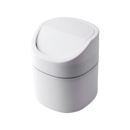 Cute Trash Can With Flip Cover On Office Desk House DealSniper.net White B