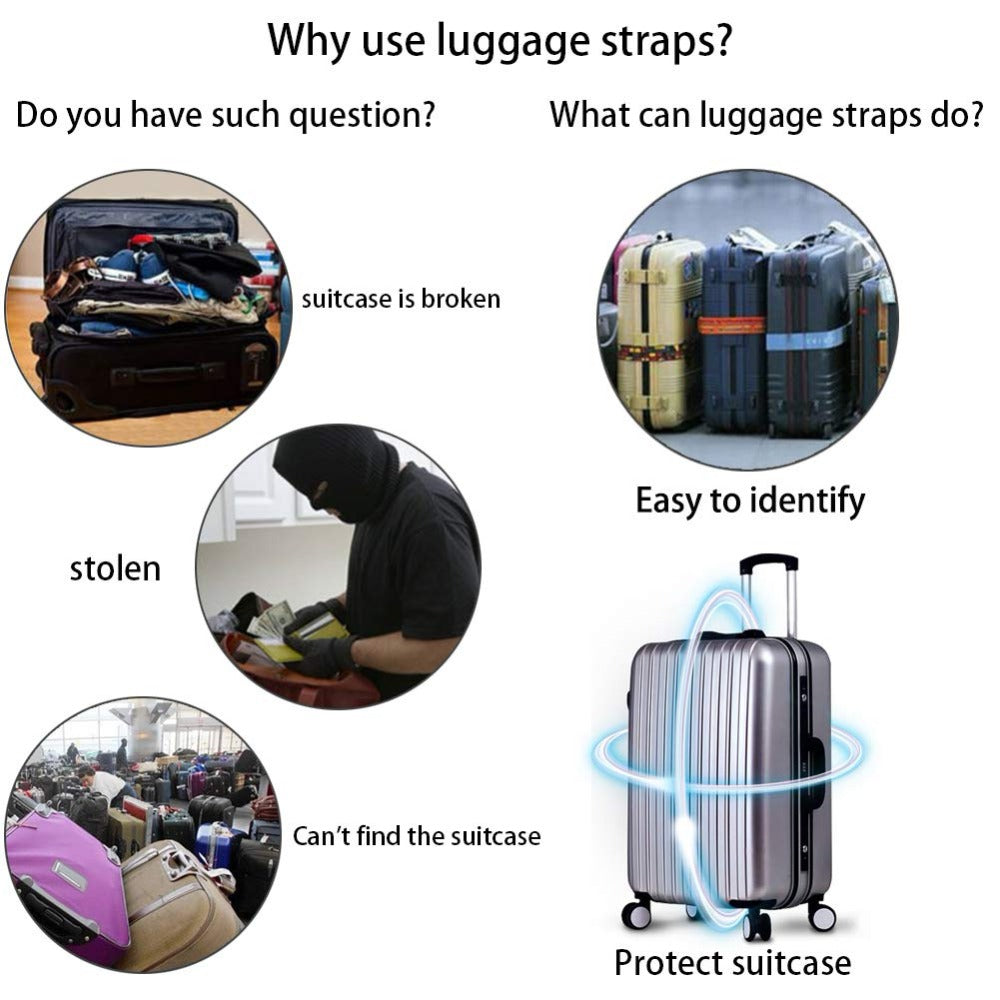 7 Colors Adjustable Nylon Lock Travel Luggage Straps Belt Protective Travel Accessories Suitcase Packing Belt Travel dealsniper-net