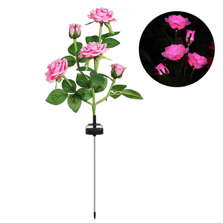 LED Solar Simulation Rose Flower Light Garden Lamp Garden dealsniper-net Pink