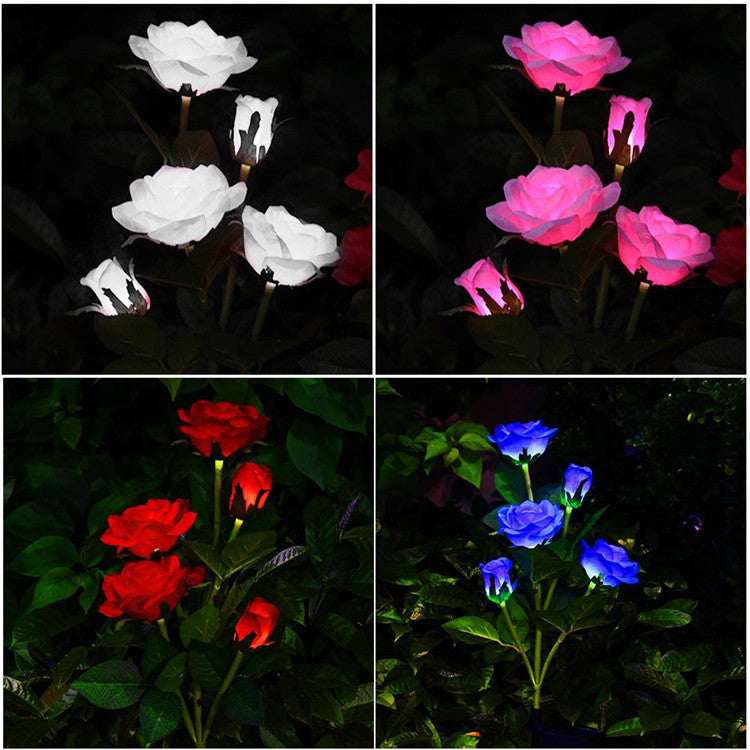 LED Solar Simulation Rose Flower Light Garden Lamp Garden dealsniper-net