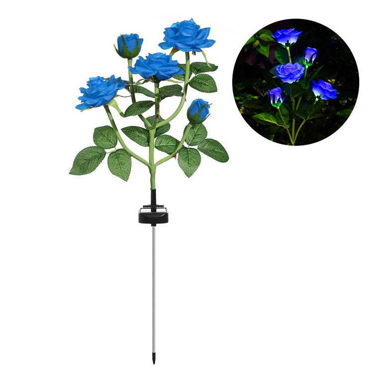 LED Solar Simulation Rose Flower Light Garden Lamp Garden dealsniper-net Blue