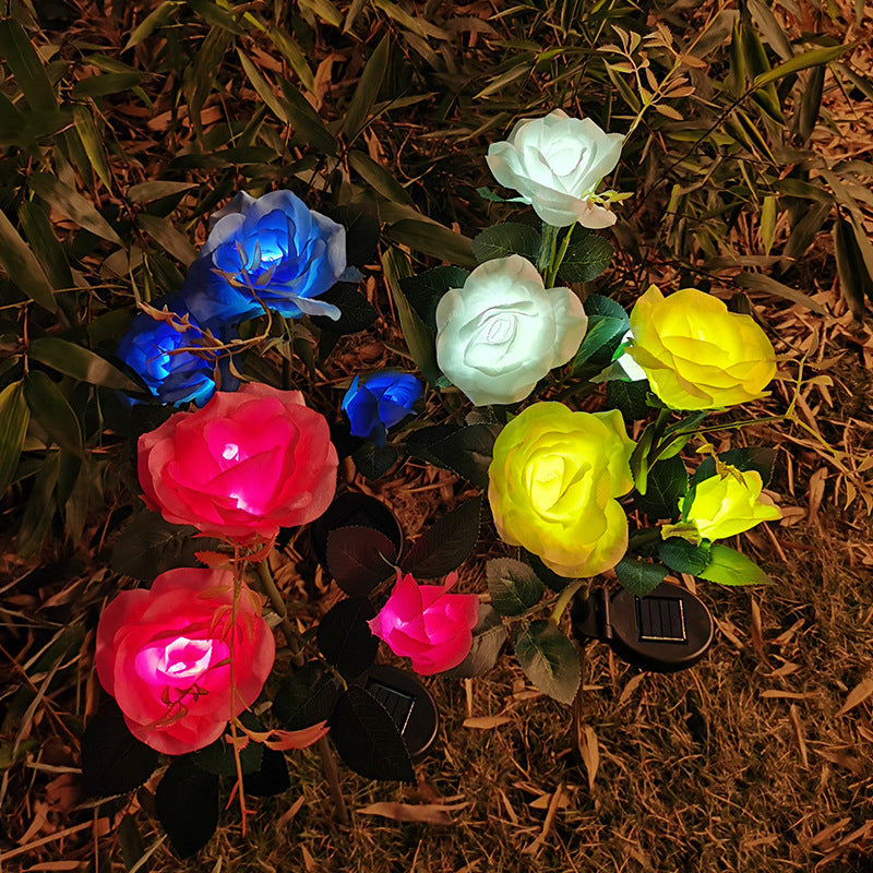 Resin Craft Lotus Tulips Flower LED Solar Light Waterproof Outdoor Garden