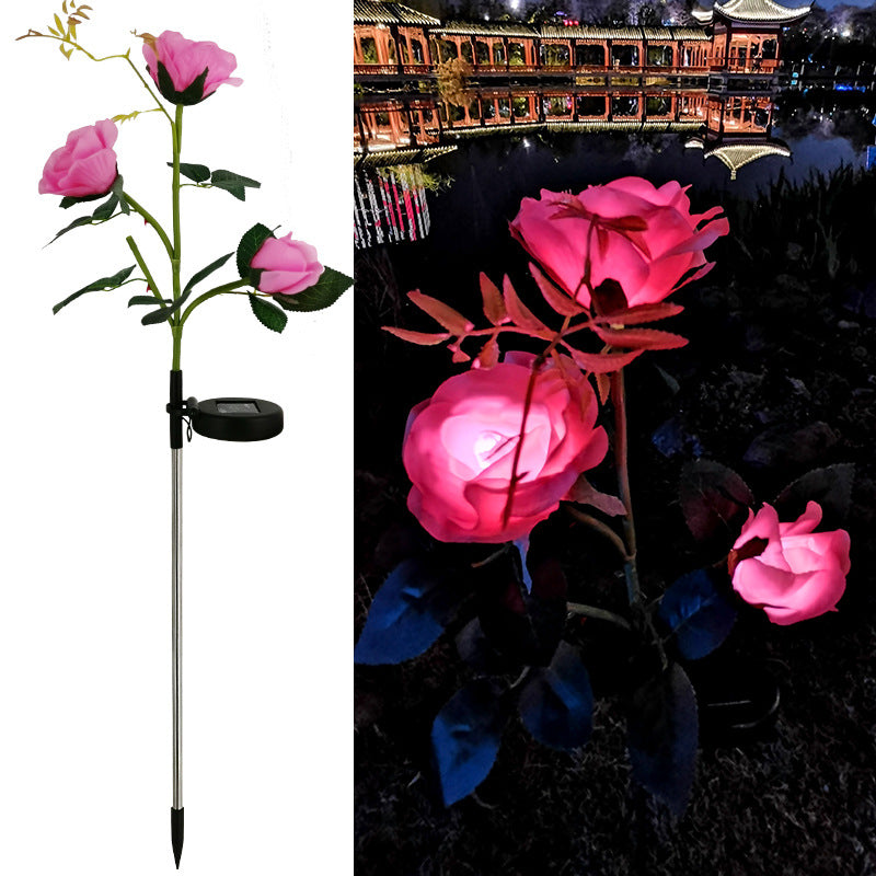 Resin Craft Lotus Tulips Flower LED Solar Light Waterproof Outdoor Garden