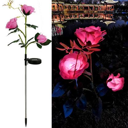 Resin Craft Lotus Tulips Flower LED Solar Light Waterproof Outdoor Garden