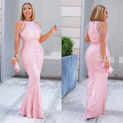 African Ladies' Quality High Stretch Sequin Mermaid Dress Women DealSniper.net
