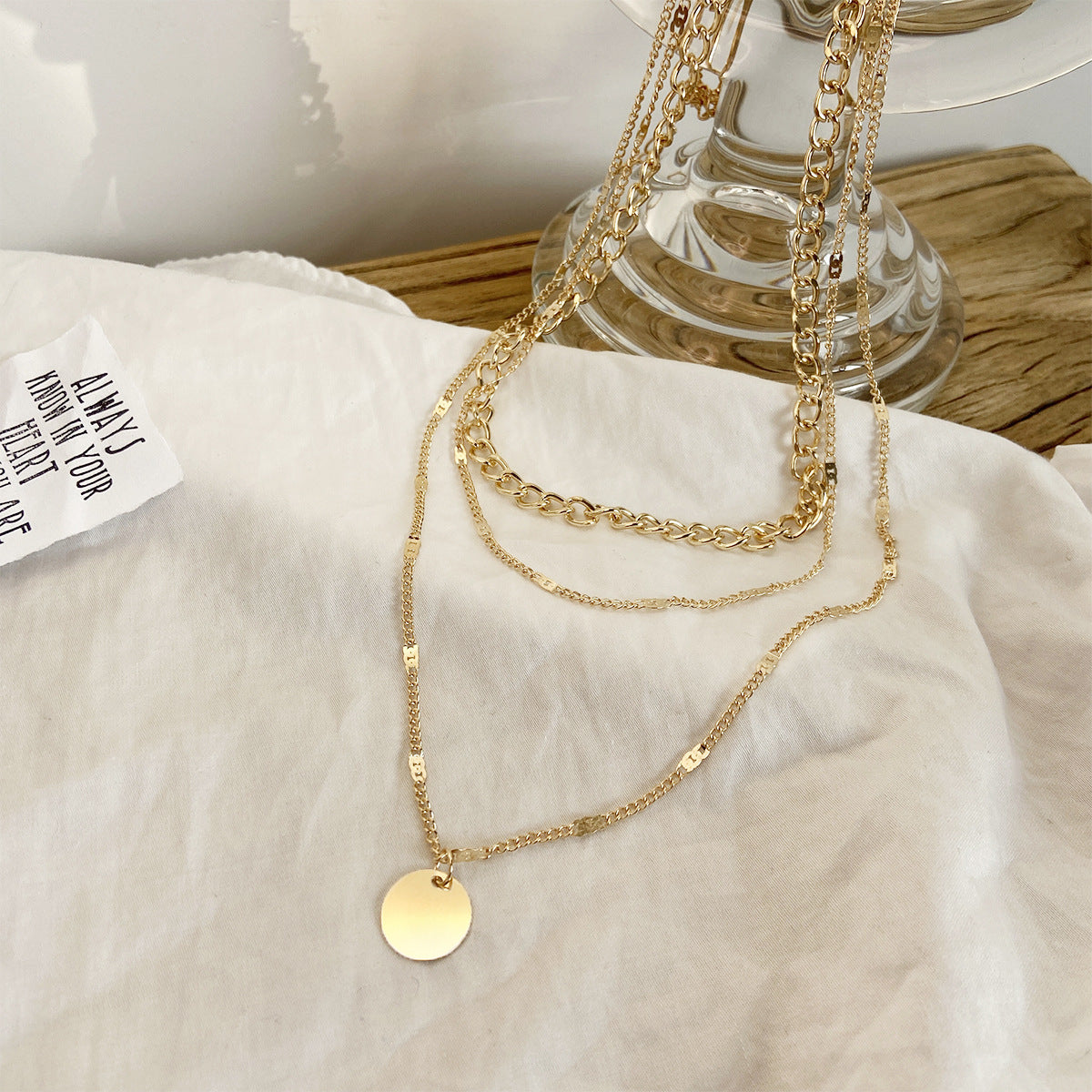 Women's Multilayer Necklace Ins Fashion Disc Necklace Jewelry Gym From House
