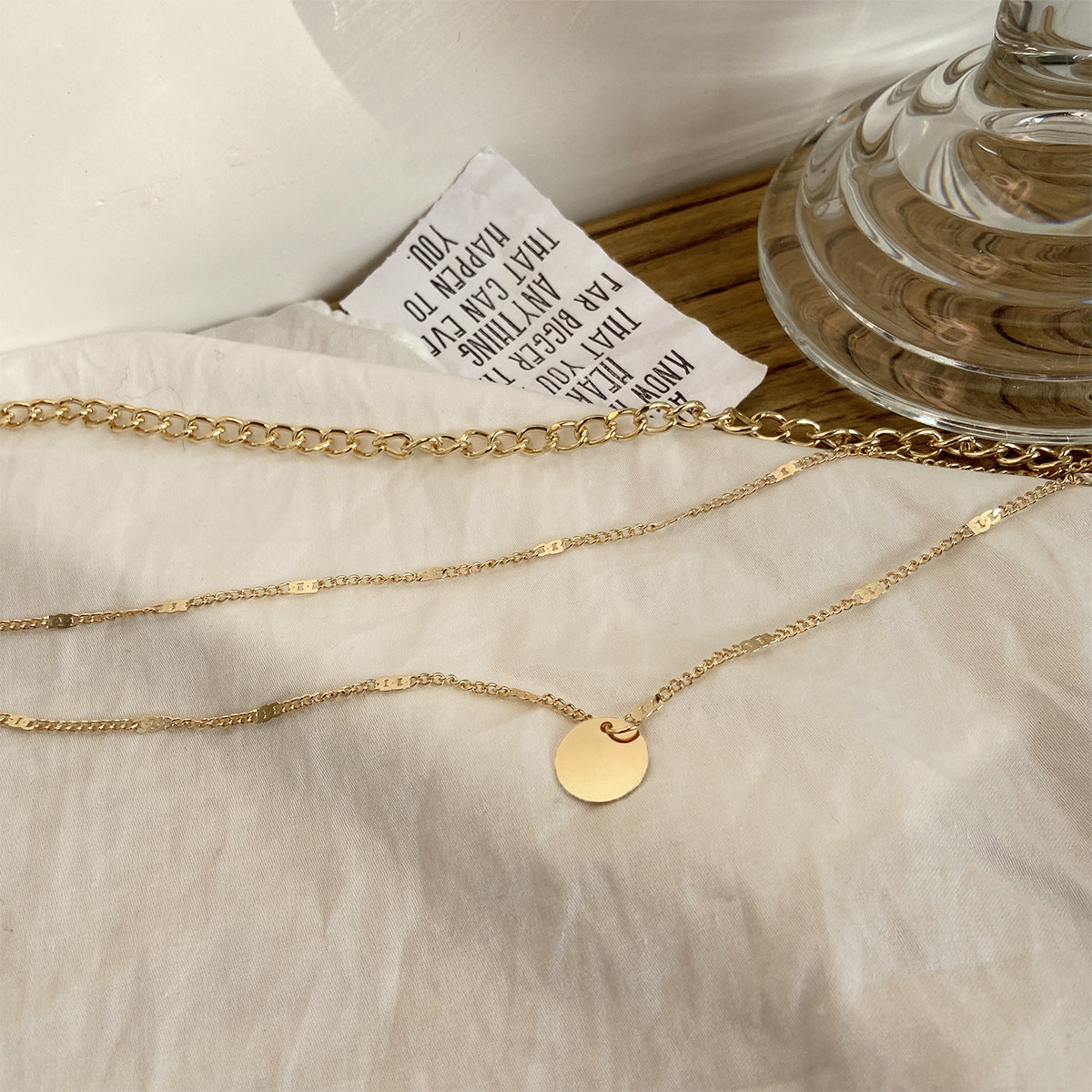 Women's Multilayer Necklace Ins Fashion Disc Necklace Jewelry Gym From House