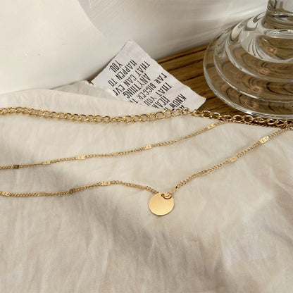 Women's Multilayer Necklace Ins Fashion Disc Necklace Jewelry Gym From House