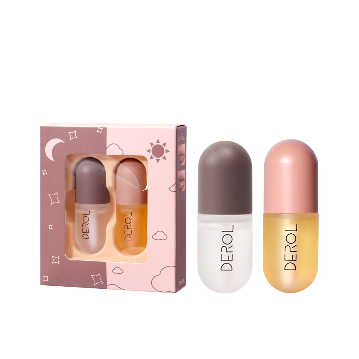 Day Night Instant Volume Lip Plumper Oil Clear Lasting Nourishing Beauty dealsniper-net Set 2X5.5ml