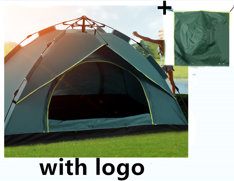 Automatic Tent Spring Type Quick Opening Rainproof Sunscreen Camping Tent Outdoor dealsniper-net Dark Green with cover L Logo