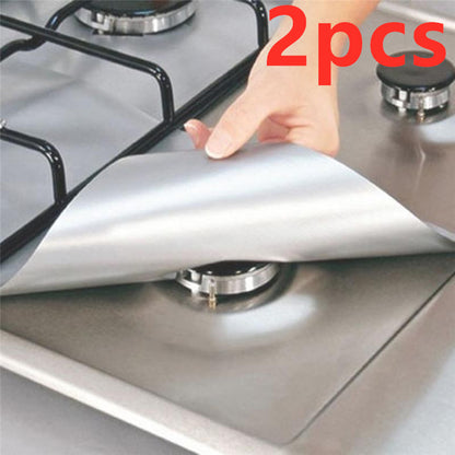Gas Stove Protective Pad Kitchen DealSniper.net Silver 2pcs 27x27cm